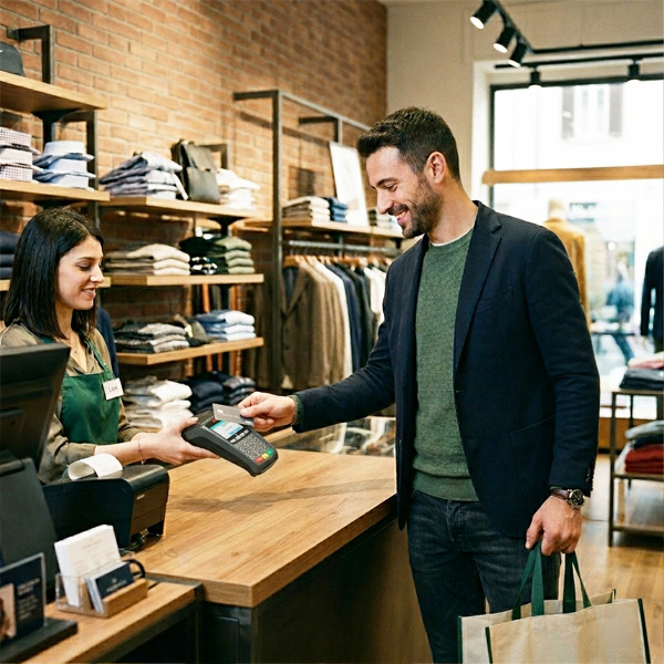 Pagamento in negozio di abbigliamento con ies BAE