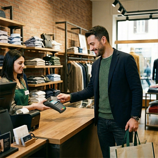 Pagamento in negozio di abbigliamento con ies BAE